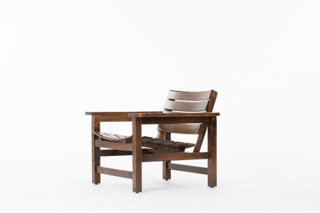 Fauteuil en chêne à lattes 1950