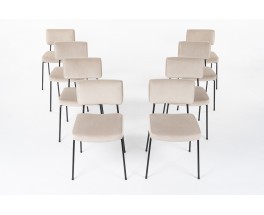 Chairs with brown fabric edition Airborne 1950 set of 8