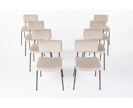 Chaises tissu marron édition Airborne 1950 set de 8