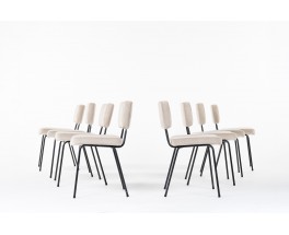 Chairs with brown fabric edition Airborne 1950 set of 8