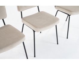 Chaises tissu marron édition Airborne 1950 set de 8