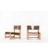 Low chairs in elm and cowhide edition Maison Regain 1980 set of 2