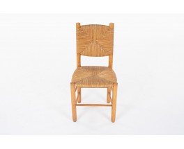 Chairs in ash and straw 1950 set of 6