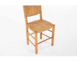 Chairs in ash and straw 1950 set of 6