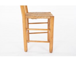 Chairs in ash and straw 1950 set of 6