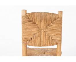 Chairs in ash and straw 1950 set of 6