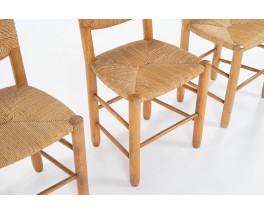 Chairs in ash and straw 1950 set of 6