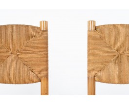 Chairs in ash and straw 1950 set of 6