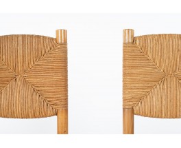 Chaises en frêne et paille 1950 set de 6