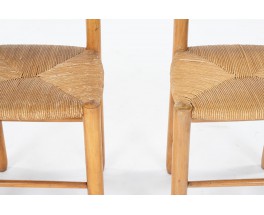 Chairs in ash and straw 1950 set of 6