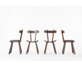 Chaises en sapin design montagne 1950 set de 4