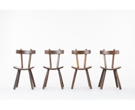 Chaises en sapin design montagne 1950 set de 4