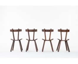 Chaises en sapin design montagne 1950 set de 4