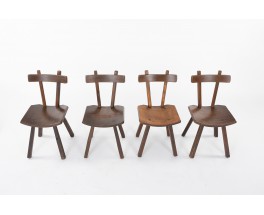 Chaises en sapin design montagne 1950 set de 4