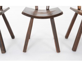 Chaises en sapin design montagne 1950 set de 4