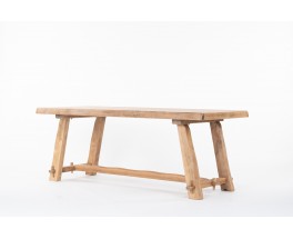 Table de repas grand modèle en orme design brutaliste 1950