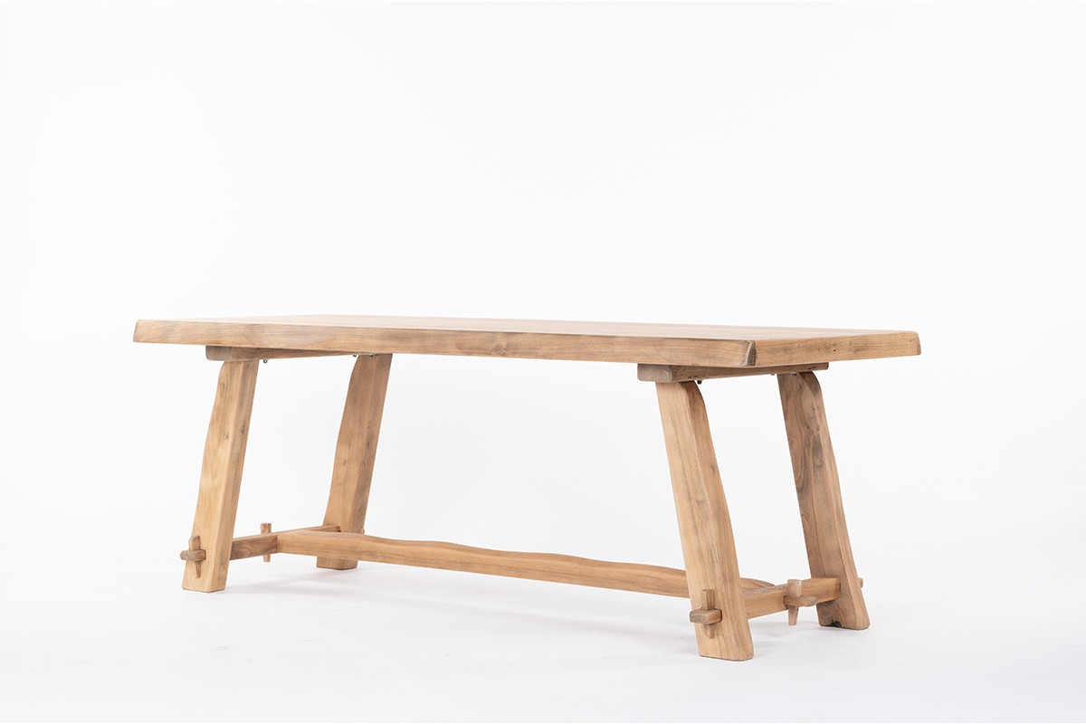 Dining table Large model in elm brutalist design 1950