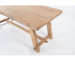 Table de repas grand modèle en orme design brutaliste 1950