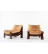 Armchairs in pine and camel leather 1950 set of 2