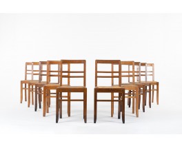 Chairs in oak and straw reconstruction design 1950 set of 10