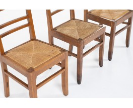 Chairs in oak and straw reconstruction design 1950 set of 10