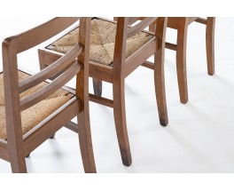 Chairs in oak and straw reconstruction design 1950 set of 10