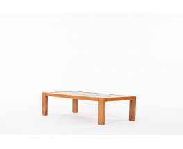 Coffee table in elm and ceramic edition Maison Regain 1980