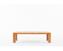 Coffee table in elm and ceramic edition Maison Regain 1980