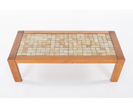 Coffee table in elm and ceramic edition Maison Regain 1980