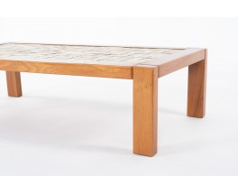 Table basse en orme et céramique édition Maison Regain 1980