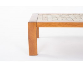 Table basse en orme et céramique édition Maison Regain 1980