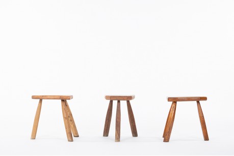 Stools in oak 1950 set of 3