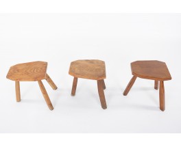 Stools in oak 1950 set of 3