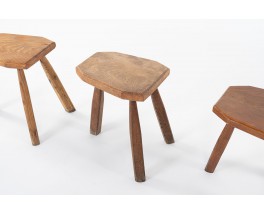 Stools in oak 1950 set of 3