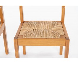 Luigi Gorgoni chairs in elm with straw seat edition Roche Bobois 1980 set of 6