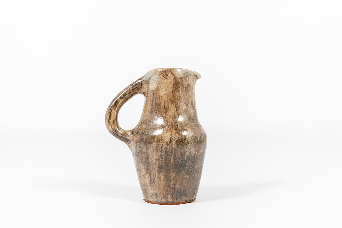 Pitcher in ceramic brown grey 1960