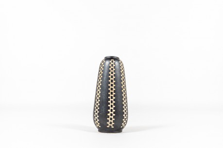 Vase Piesche & Reif en céramique noir mat design allemand 1950