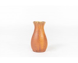 Vase in orange ceramic by Les Potiers d'Accolay 1960