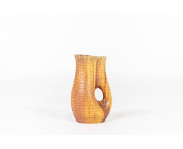 Vase in orange ceramic by Les Potiers d'Accolay 1960