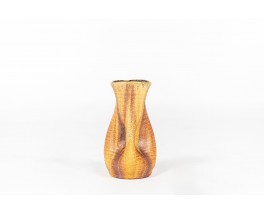 Vase in orange ceramic by Les Potiers d'Accolay 1960