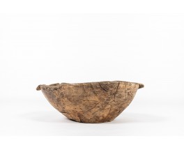 Large model bowl in wood with staples Wabi Sabi design 1900