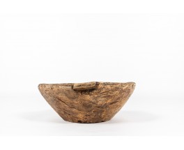 Large model bowl in wood with staples Wabi Sabi design 1900