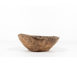 Large model bowl in wood with staples Wabi Sabi design 1900