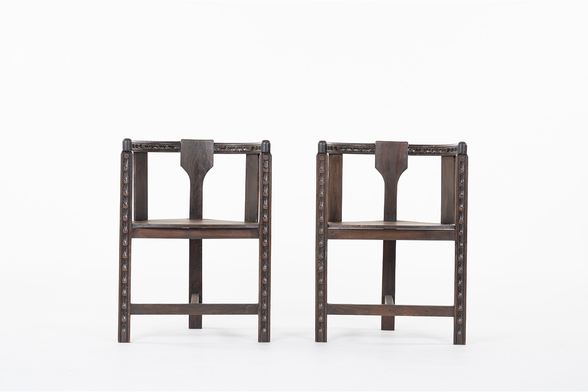 Munk chairs in solid oak Sweedish design set of 2
