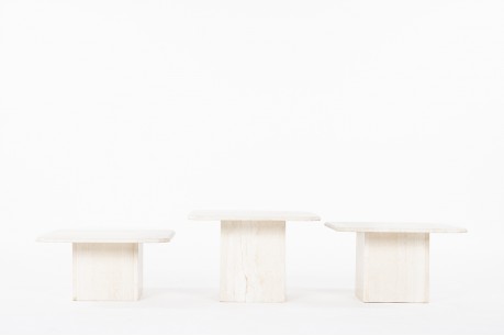 Nested coffee tables in travertine 1980 set of 3