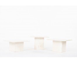 Nested coffee tables in travertine 1980 set of 3