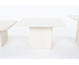 Nested coffee tables in travertine 1980 set of 3