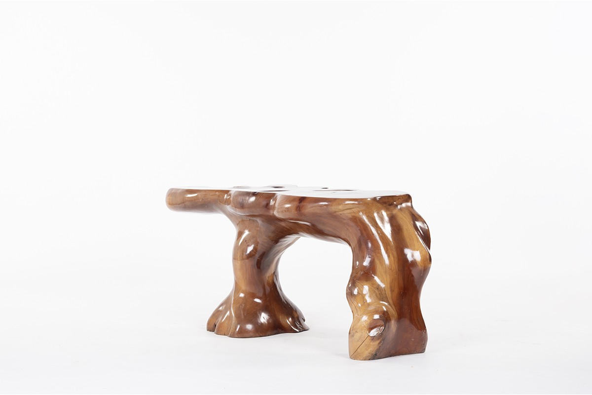 Console table in teak root from Bali 1980
