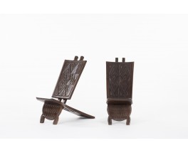 Chaises modèle Palabre en cocotier du Congo 1960 set de 2