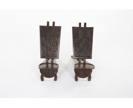 Chaises modèle Palabre en cocotier du Congo 1960 set de 2